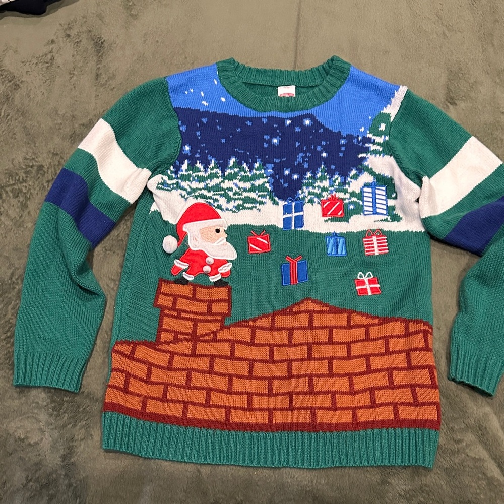 Source Unknown Green Santa Crewneck Sweater